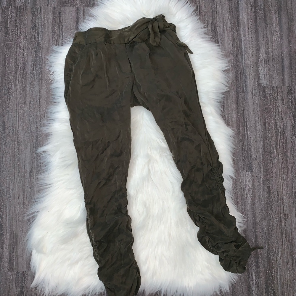 Bebe forest green tie trousers